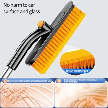 COFSODI Car Windshield Ice Scraper With Snow Brush, Snow Removal Squeegee For Automotive, Exterior Dust Remover Brushes And Brooms, Essential Winter Car Window Extendable Long Handled Snow Brush Tool.