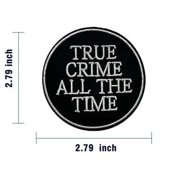 Wikineon Iron On Patch, True Crime All The Time Applique Patch - Embroidered Badge Iron On/Sew On DIY Clothing Accessories, Perfect for Backpack Jackets Clothes Hats Jeans T-Shirt