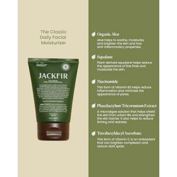 Jackfir The Classic Daily Facial Moisturizer, Natural Face Cream for Men, Hydrate with Aloe, Squalan...