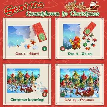 Advent Calendar 2024 Jigsaw Puzzles,24 Days Countdown Calendars,500 Pieces Santa Clause Jigsaw Puzzles Idea Gift for Kids Great Stocking Stuffer Xmas Gifts Puzzle Home Decor