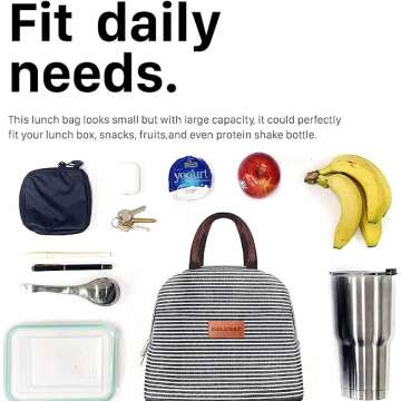 Insulated Lunch Bag Tote for Work & School