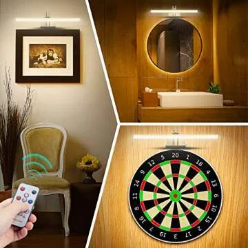 RAIFOOLLY Picture Light,13in Battery Operated Art Lights for Paintings,Remote Display Accent Light with Timer and Dimmable for Wall,Frame, Portrait, Dartboard-Antique Brass