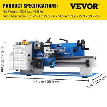 Vevor Precision Mini Metal Lathe 7x12 2250 RPM