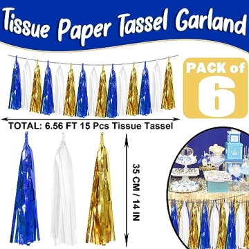 Navy Blue White Gold Tassel Garland Set for Celebrations