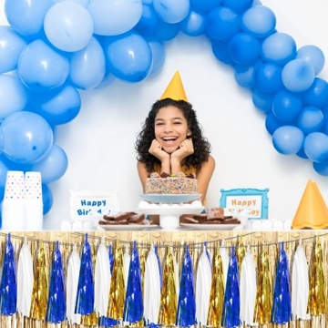 Navy Blue White Gold Tassel Garland Set for Celebrations