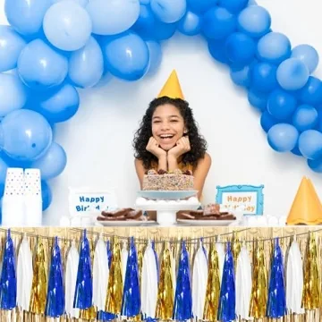 Navy Blue White Gold Tassel Garland Set for Celebrations