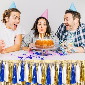 Navy Blue White Gold Tassel Garland Set for Celebrations
