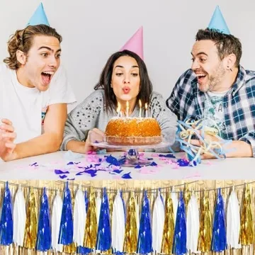 Navy Blue White Gold Tassel Garland Set for Celebrations