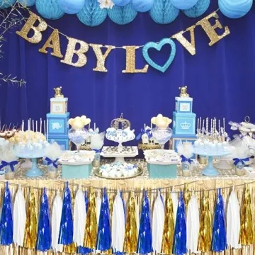 Navy Blue White Gold Tassel Garland Set for Celebrations