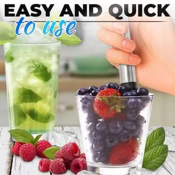 8 Inches Professional Muddler for Cocktails Set - Stainless Steel Muddler Old Fashioned Cocktail Kit Ice Crusher - Cocktail Set Bartender Kit for Home Bar - Fruit Crusher for Mojito