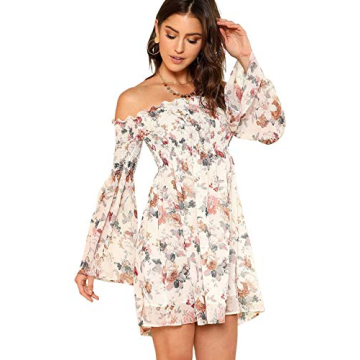 Stylish Romwe Casual Floral Off Shoulder Dress for Women