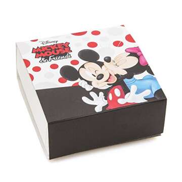 Disney Mickey Mouse Hoop Earrings for Women Official License, Gold Flash-Plated Cubic Zirconia Hoops with Mickey Dangle Charm