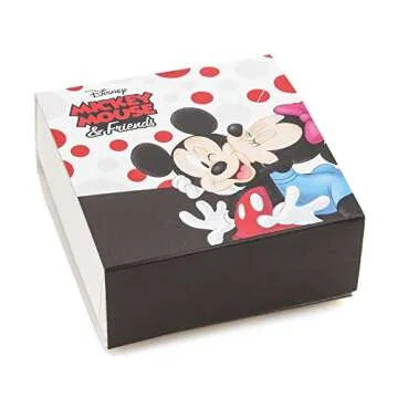 Disney Mickey Mouse Hoop Earrings for Women Official License, Gold Flash-Plated Cubic Zirconia Hoops with Mickey Dangle Charm