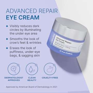 goPure Advanced Repair Eye Cream - Under Eye Cream for Puffiness, Bags, and Dark Circles, Visibly Improve the Look of Fine Lines, Wrinkles, and Crows Feet - 0.57 fl oz