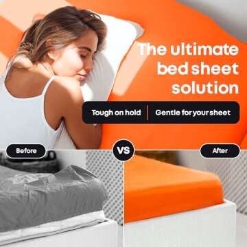 5 STARS UNITED Bed Sheet Straps Set | Easy to Use Adjustable Elastic Fasteners with Metal Clips | Sh...