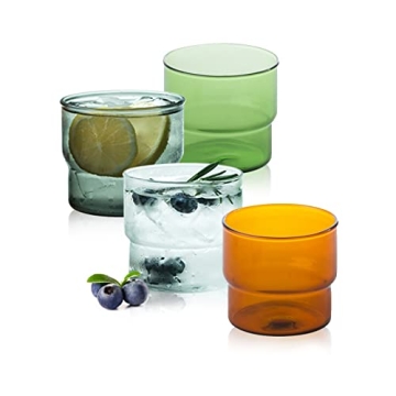 INSETLAN Vintage Glassware: Stackable Colored Drinking Cups