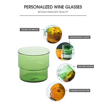 INSETLAN Vintage Glassware: Stackable Colored Drinking Cups