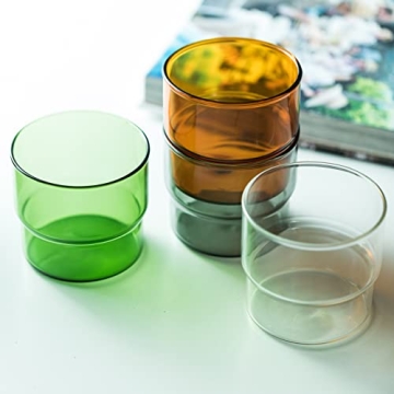 INSETLAN Vintage Glassware: Stackable Colored Drinking Cups
