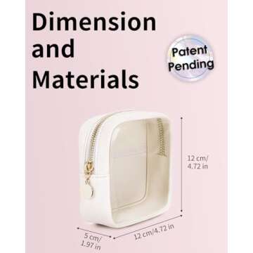 Wandering Nature Clear Makeup Bag for Purse Mini Make up Bag Cute Cosmetic Pouch for Women with Slip-in Pockets Travel Toiletry Essentials Vegan Leather Organizer Pouch,Patent Pending