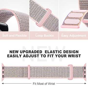 OHOTLOVE Nylon Sport Band Compatible with Apple Watch Band 38mm 40mm 41mm 42mm 44mm 45mm 46mm 49mm, Adjustable Breathable Women Men Braided Strap Compatible for iWatch Series 10/9/8/7/6/5/SE/Ultra