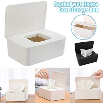 wastreake Wipes Dispenser Holder, Dustproof Tissue Storage Box Case Wet Wipes Dispenser Holder with ...