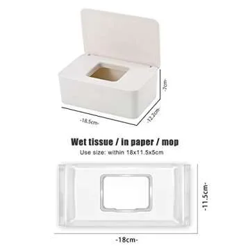 wastreake Wipes Dispenser Holder, Dustproof Tissue Storage Box Case Wet Wipes Dispenser Holder with Lid for Home Office Desk (Black)