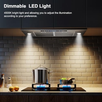 HisoHu 900 CFM Range Hood, 30/36 Inch, Stainless Steel