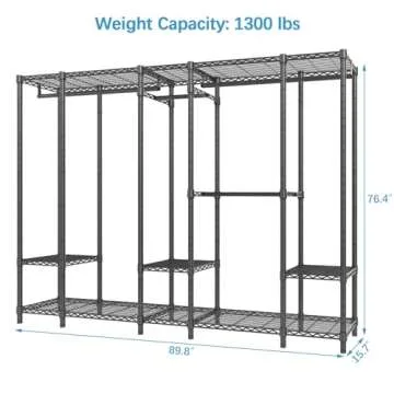 VIPEK V50 Extra Large Portable Closet Rack Bedroom Armoire Freestanding Wardrobe Closet, Heavy Duty Clothes Rack Multi-Functional Metal Clothing Rack for Hanging Clothes, Max Load 1300lbs, Black