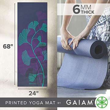 Gaiam Yoga Mat Premium Print Extra Thick Non Slip Exercise & Fitness Mat for All Types of Yoga, Pila...