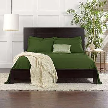 Full Sheets by Pure Bamboo, Genuine 100% Organic Viscose Derived from Bamboo Bed Sheet Set, Luxuriously Soft & Cooling, Double Stitching, Lifetime Quality Promise (Full, Pesto)