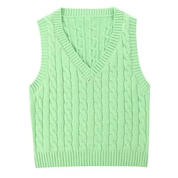 TSSOE Women's Vintage Argyle Plaid Sweater Vest Knitted