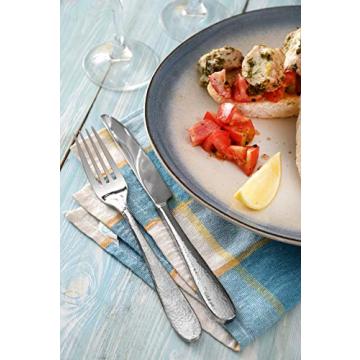 DANIALLI 40 Piece Modern Hammered Flatware Set