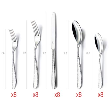 DANIALLI 40 Piece Modern Hammered Flatware Set