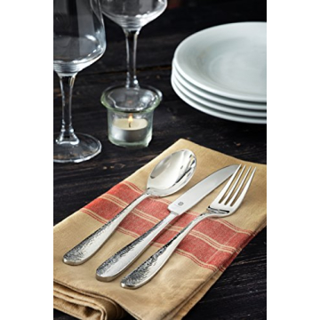 DANIALLI 40 Piece Modern Hammered Flatware Set