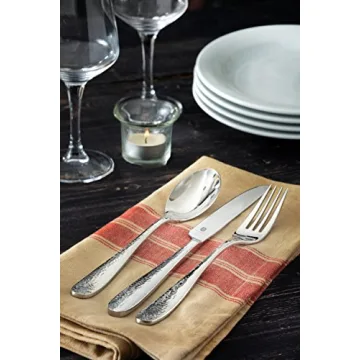 DANIALLI 40 Piece Modern Hammered Flatware Set