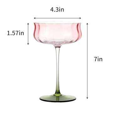 JEKOSEN Tulip Series Crystal Martini Cocktail Glasses 13 Ounce Set of 4 With Premium Gift Box Premiu...