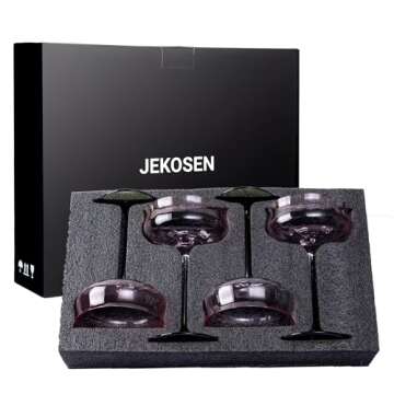 JEKOSEN Tulip Series Crystal Martini Cocktail Glasses 13 Ounce Set of 4 With Premium Gift Box Premium Strong Lead-Free Clear