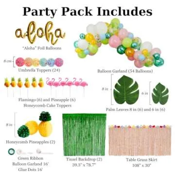 Penny & Pigment Hawaiian Party Decorations Set - 125 PCS