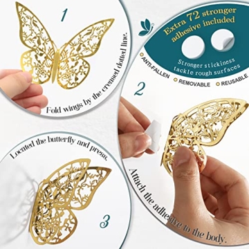 72 Pcs Butterfly Wall Decor Stickers for All Occasions