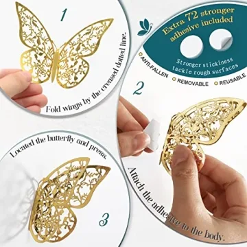 72 Pcs Butterfly Wall Decor Stickers for All Occasions