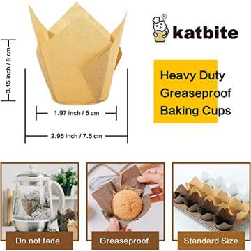 Katbite Tulip Cupcake Liners 200PCS, Muffin Baking Cupcake Liners Holders, Baking Cups, Cupcake Wrap...