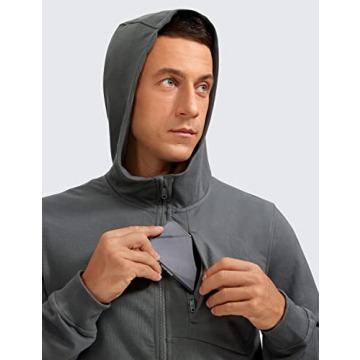 CRZ YOGA Men's Cotton Zip-up Hoodie for Active Lifestyle