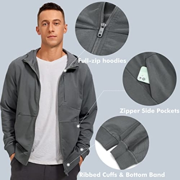 CRZ YOGA Men's Cotton Zip-up Hoodie for Active Lifestyle