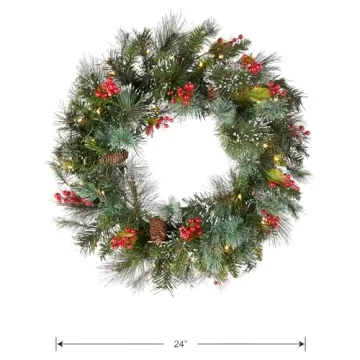 National Tree Pre-Lit Christmas Wreath – 24 Inches
