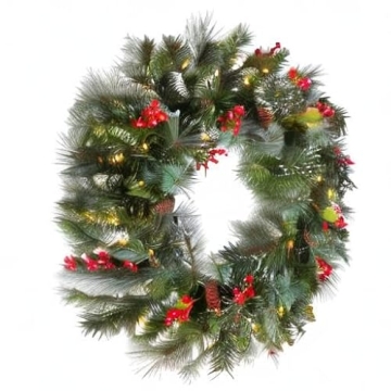 National Tree Pre-Lit Christmas Wreath – 24 Inches
