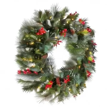 National Tree Pre-Lit Christmas Wreath – 24 Inches