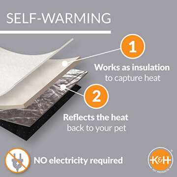 K&H Pet Products Self-Warming Lounge Sleeper Cat Bed, Soft Comfortable Self Heating Pet Bed, No Elec...