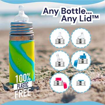 Pura Kiki 9oz/260ml Stainless Steel Insulated Anti-Colic Infant Bottle w/Silicone Medium-Flow Nipple, 100% Plastic-Free, MadeSafe Certified, for Kids, Toddlers, Babies & Infant - Natural Mirror