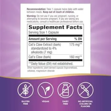 Nature's Way Standardized Cat's Claw Extract, 175 mg per serving, 60 Capsules