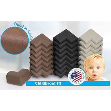 KidKusion 4-Piece Safety Corner Cushion, Black, Child Proofing Corner Guard, Made in USA, Child Safety, Home Furniture Safety Bumper, Baby Proof Table Protector, 4 Count (Pack of 1)
